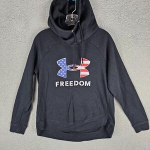 Under Armour Hoodie Women's Small Black Fleece Lined UA Freedom Rival 1370880‎